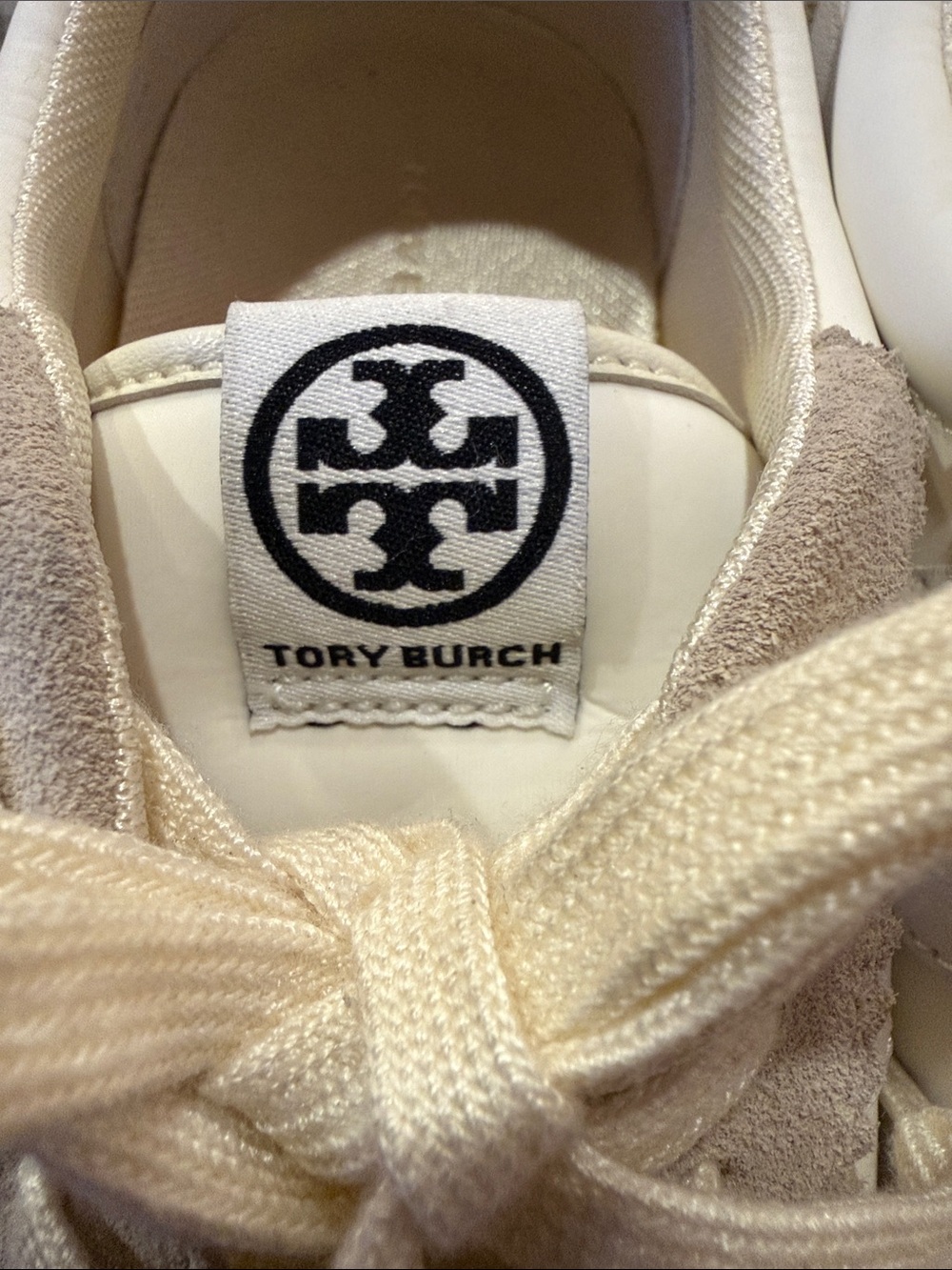 Tory Burch Cream and White Suede-Trim Sneakers - Picture 3 of 5